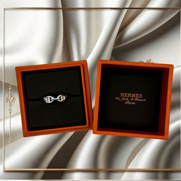 Brand New Authentic Hermès Chaine d'Ancre Enchainee Ring – Size 52 - Picture 4 of 5